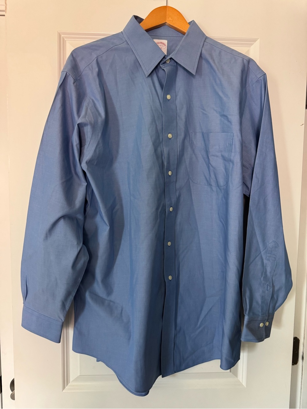 Brooks brothers blue long sleeve button down dress shirt size 17-4/5 classic